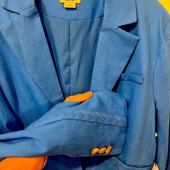 Jason Wu Linen Cropped Blazer Pant Suit Braided Trim Blue Women Size 1… - Picture 6 of 16